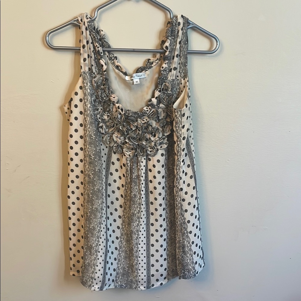 Multicolored Ruffled Embellished Tank Top (Bin U)